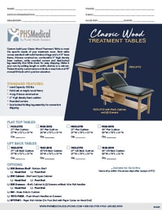 Classic Wood Treatment Table Data Sheet