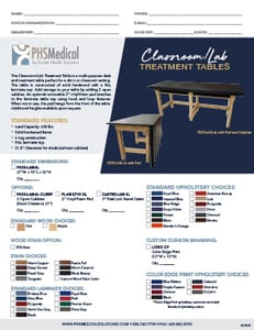 Classroom/Lab Treatment Table Data Sheet