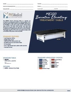 ME2001 Bariatric Elevating Treatment Table Data Sheet