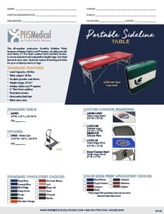 Portable Sideline Table Data Sheet