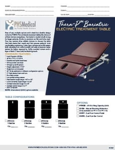 Thera-P Bariatric Electric Treatment Table Data Sheet